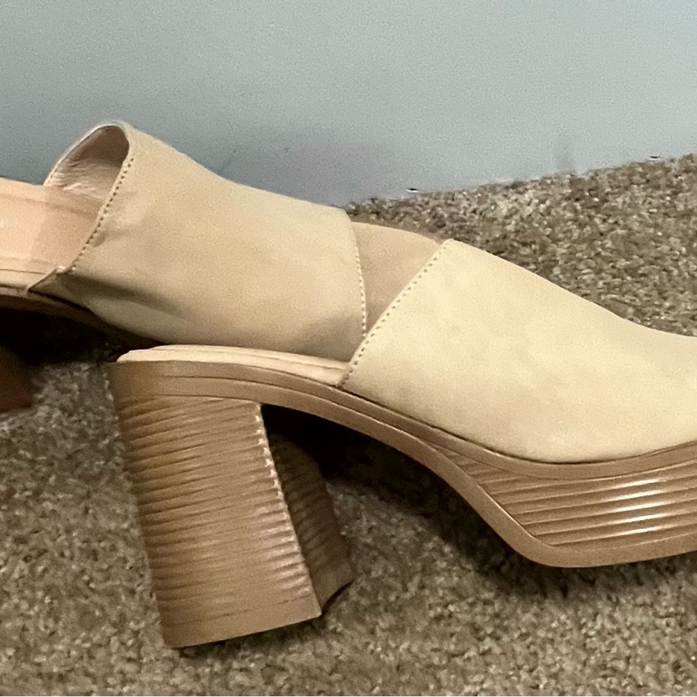 Madden Girl Cream Block Heel Mules